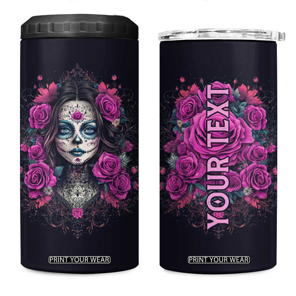 Personalized Sugar Skull Woman 4 in 1 Can Cooler Tumbler with Floral Theme TS04 One Size: 16 oz Multicolor Print Your Wear