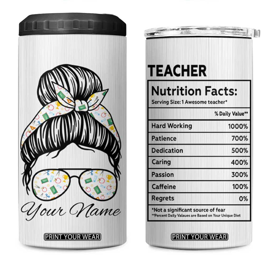 Personalized Teacher Life 4 in 1 Can Cooler Tumbler with Classroom Essentials Illustration TS04 One Size: 16 oz Multicolor Print Your Wear