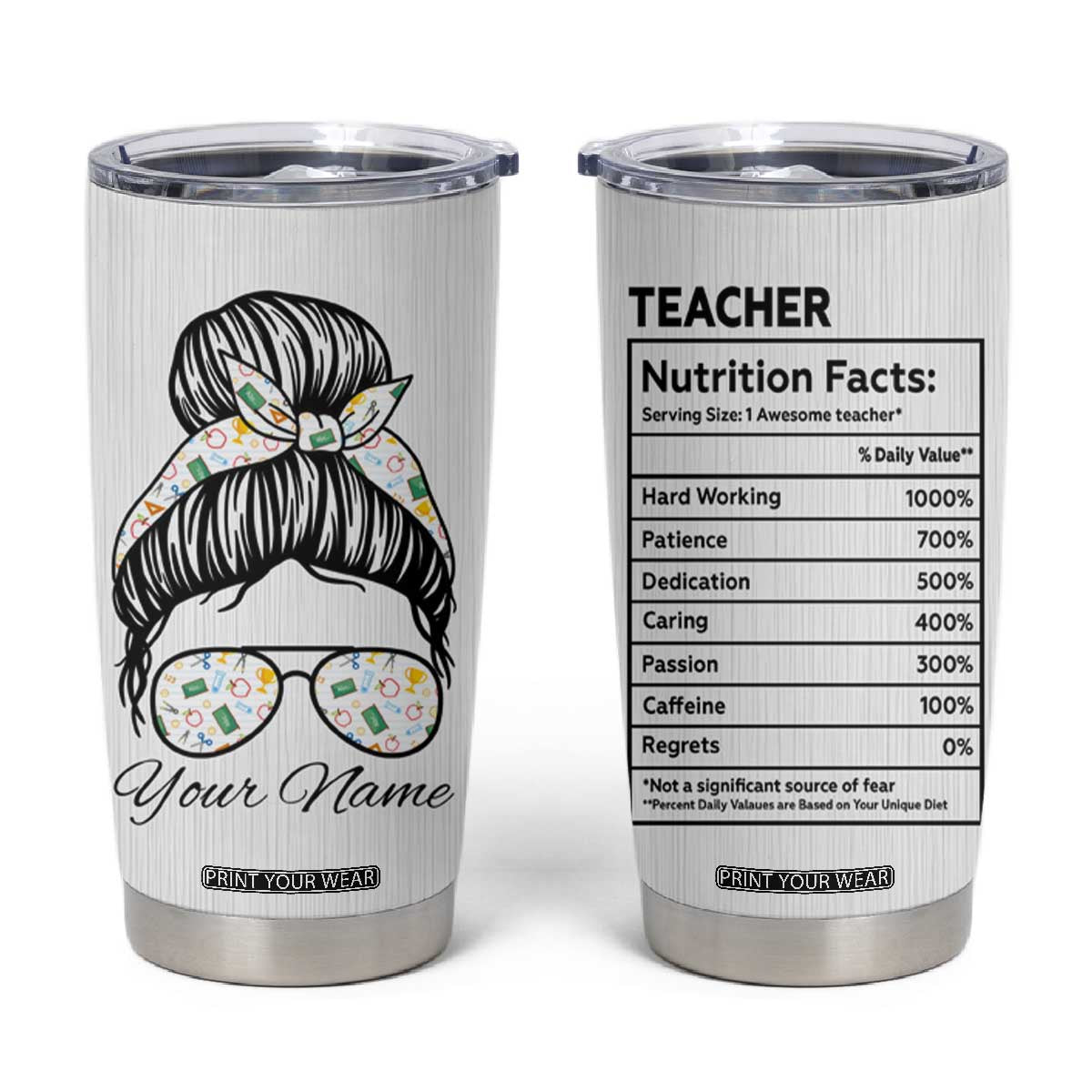 Personalized Teacher Life Tumbler Cup with Classroom Essentials Illustration TS04 Multicolor Print Your Wear