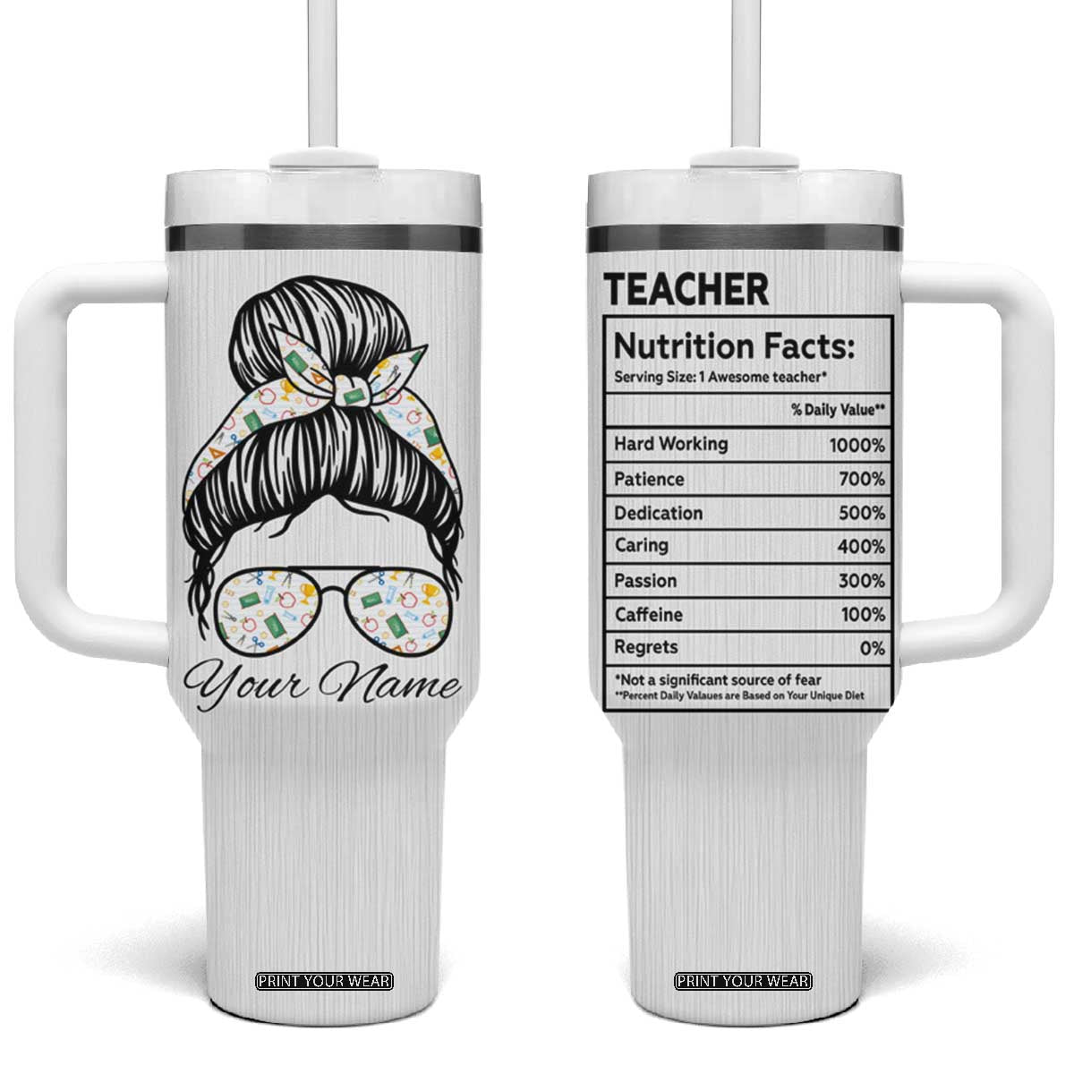 Personalized Teacher Life Tumbler With Handle with Classroom Essentials Illustration TS04 One Size: 40 oz Multicolor Print Your Wear