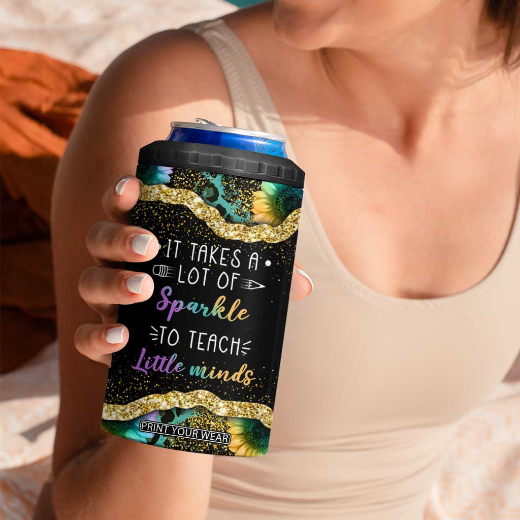 Personalized Teacher Quote 4 in 1 Can Cooler Tumbler It Takes A Lot Of Sparkle To Teach Little Minds TS04 Print Your Wear