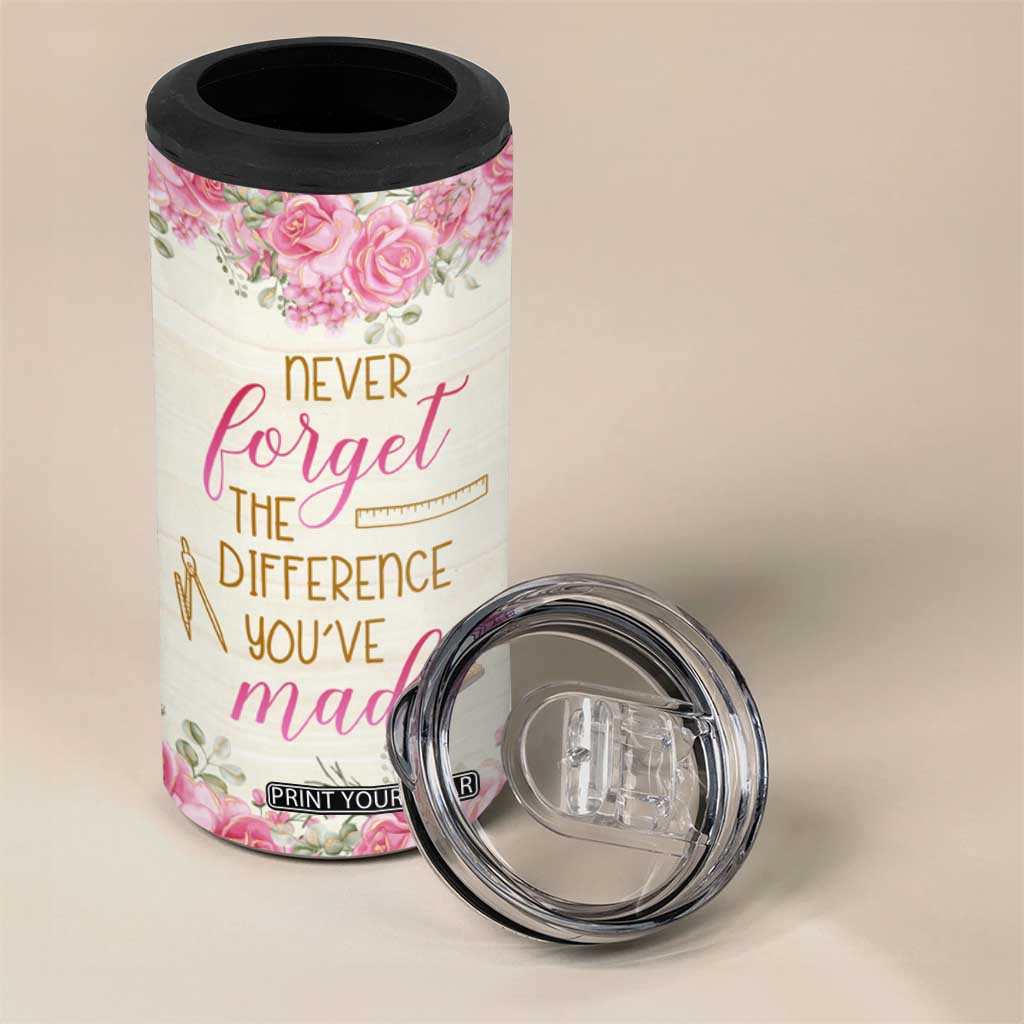 Personalized Teacher Quote 4 in 1 Can Cooler Tumbler Never Forget The Difference You Have Made TS04 Print Your Wear