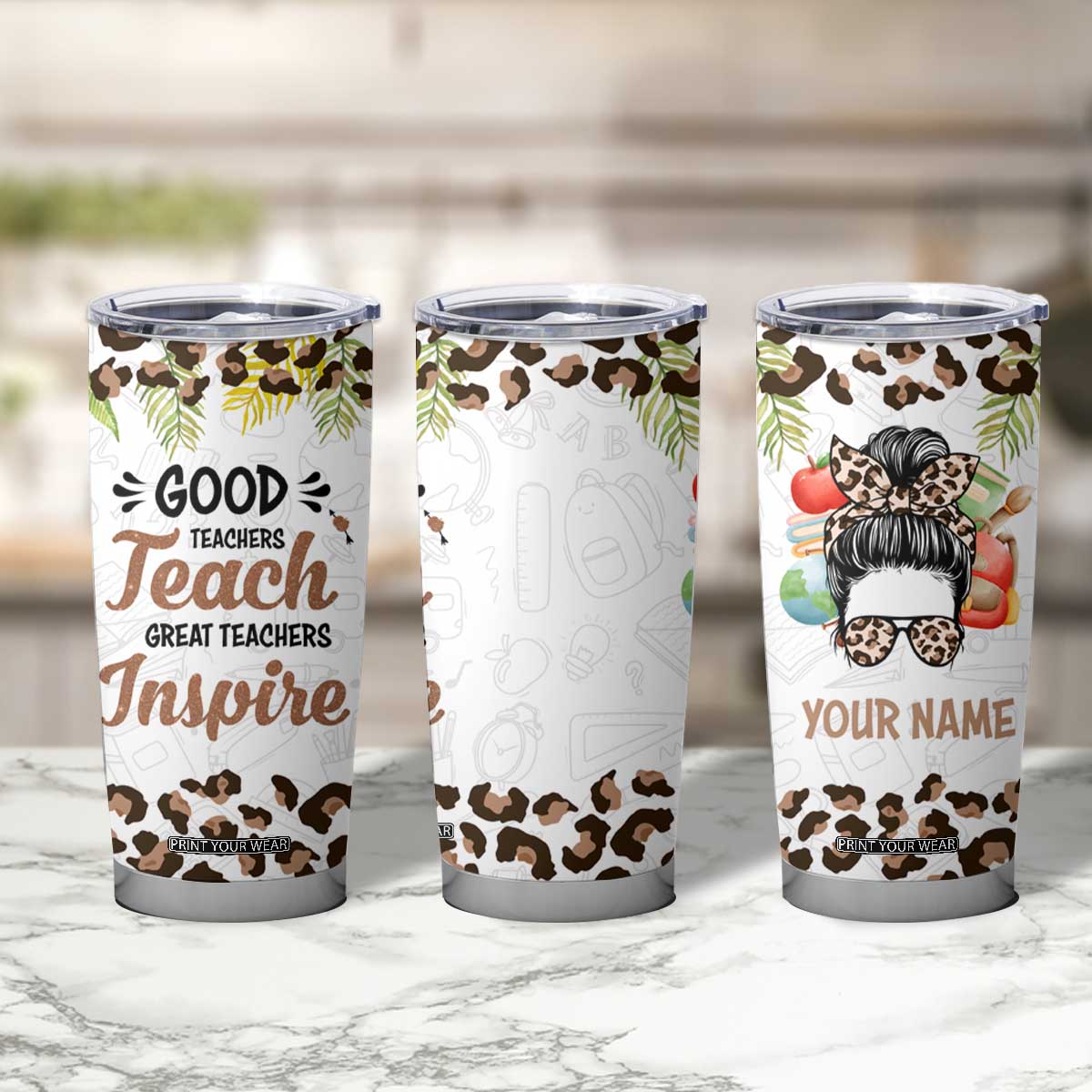 Personalized Teacher Tumbler Cup Quote Good Teachers Teach Great Teachers Inspire TS04 Print Your Wear