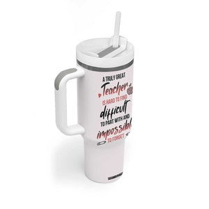 Personalized Teacher Tumbler With Handle Quote A Truly Great Teacher Is Hard to Find Design TS04 Print Your Wear