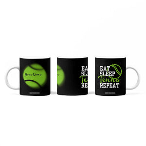 Personalized Tennis Player Coffee Mug Custom Name Eat Sleep Tennis Repeat TB09 Print Your Wear