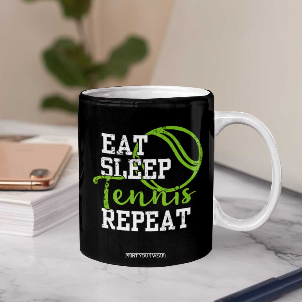 Personalized Tennis Player Coffee Mug Custom Name Eat Sleep Tennis Repeat TB09 Print Your Wear