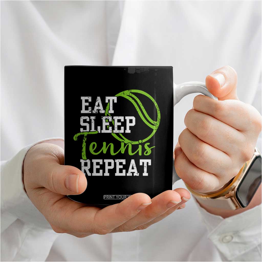 Personalized Tennis Player Coffee Mug Custom Name Eat Sleep Tennis Repeat TB09 Print Your Wear