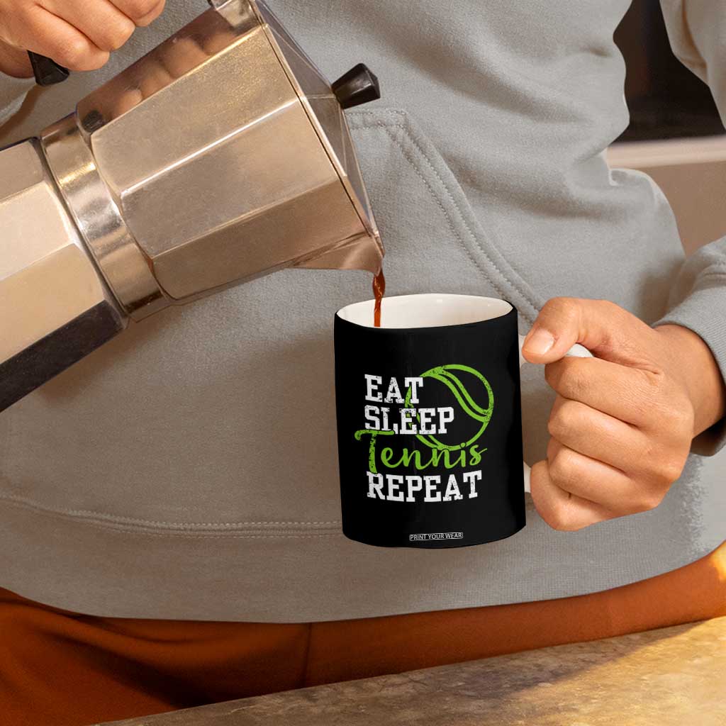 Personalized Tennis Player Coffee Mug Custom Name Eat Sleep Tennis Repeat TB09 Print Your Wear