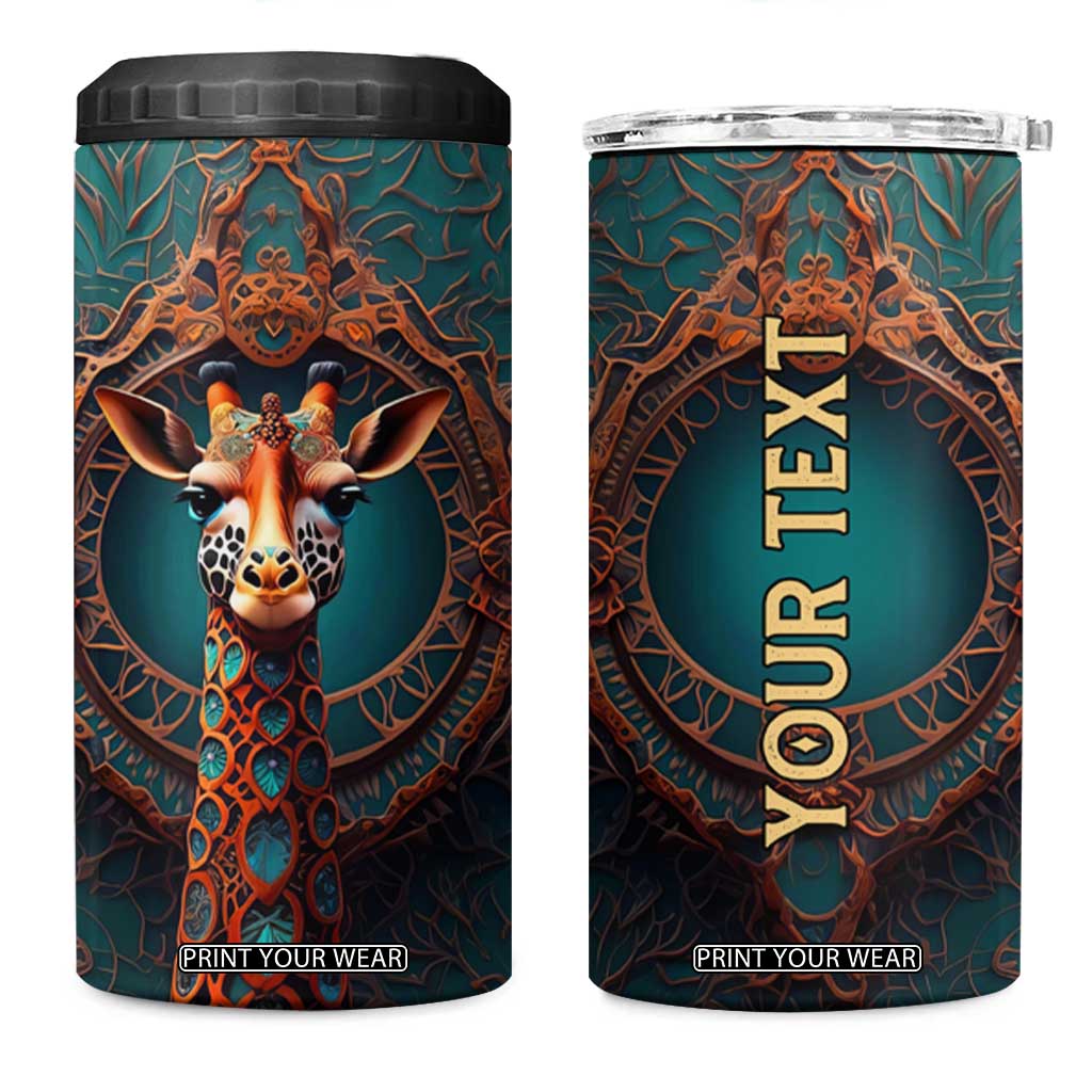 Personalized Tribal Giraffe 4 in 1 Can Cooler Tumbler with Colorful Ethnic Design TS04 One Size: 16 oz Multicolor Print Your Wear