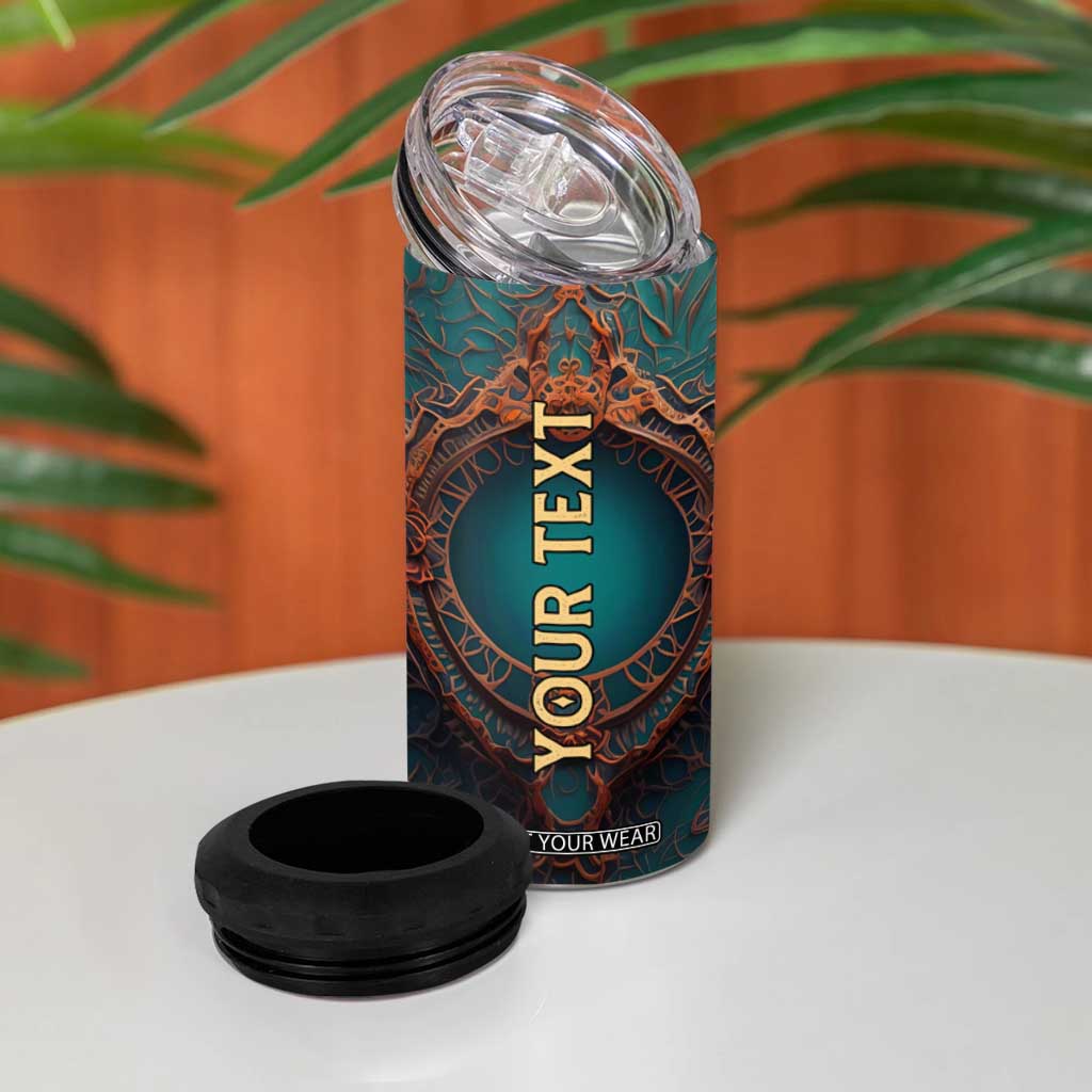 Personalized Tribal Giraffe 4 in 1 Can Cooler Tumbler with Colorful Ethnic Design TS04 Print Your Wear