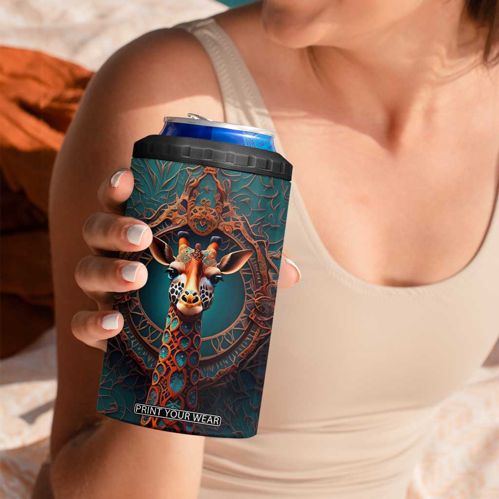 Personalized Tribal Giraffe 4 in 1 Can Cooler Tumbler with Colorful Ethnic Design TS04 Print Your Wear
