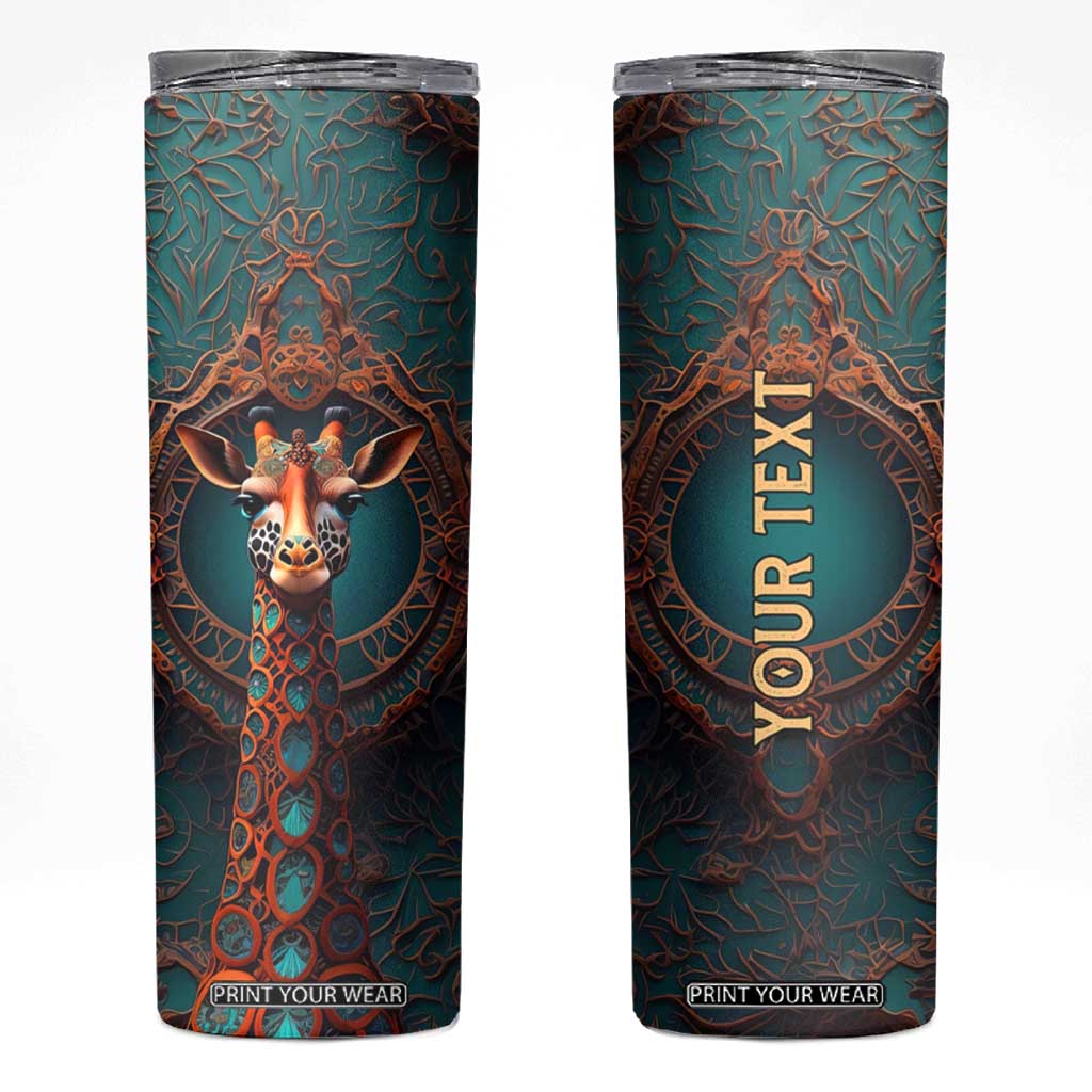 Personalized Tribal Giraffe Skinny Tumbler with Colorful Ethnic Design TS04 Multicolor Print Your Wear