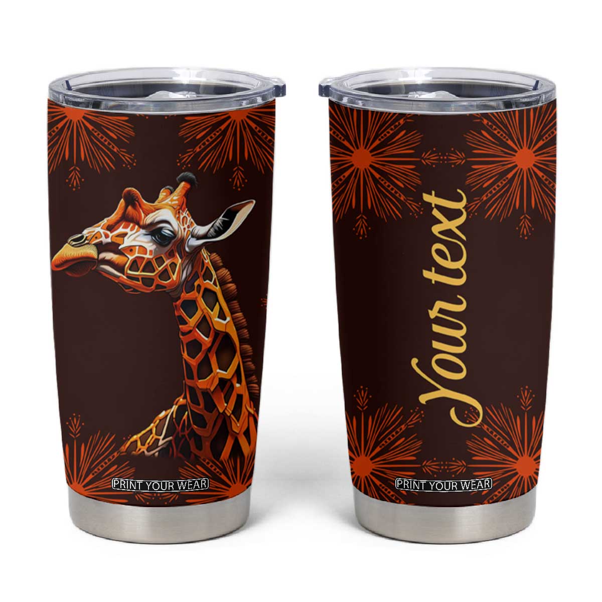 Personalized Tribal Giraffe Tumbler Cup with Ethnic Pattern Design TS04 Multicolor Print Your Wear