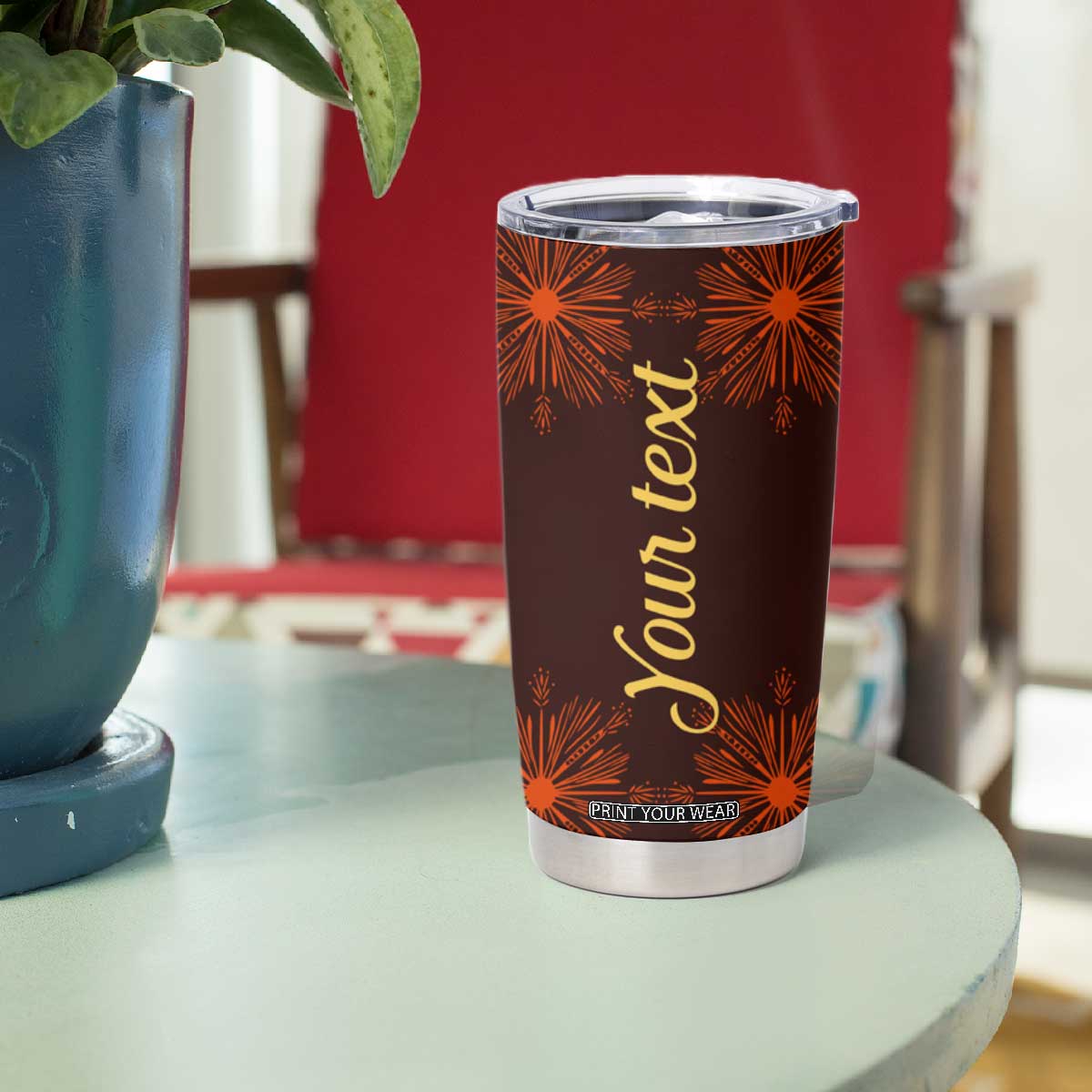 Personalized Tribal Giraffe Tumbler Cup with Ethnic Pattern Design TS04 Print Your Wear