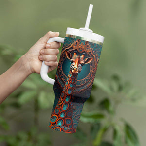 Personalized Tribal Giraffe Tumbler With Handle with Colorful Ethnic Design TS04 Print Your Wear
