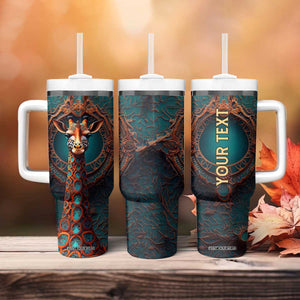 Personalized Tribal Giraffe Tumbler With Handle with Colorful Ethnic Design TS04 Print Your Wear