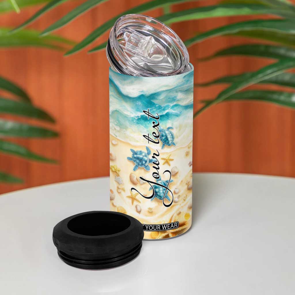 Personalized Turtle 4 in 1 Can Cooler Tumbler with Artistic Oceanic Theme Design TS04 Print Your Wear