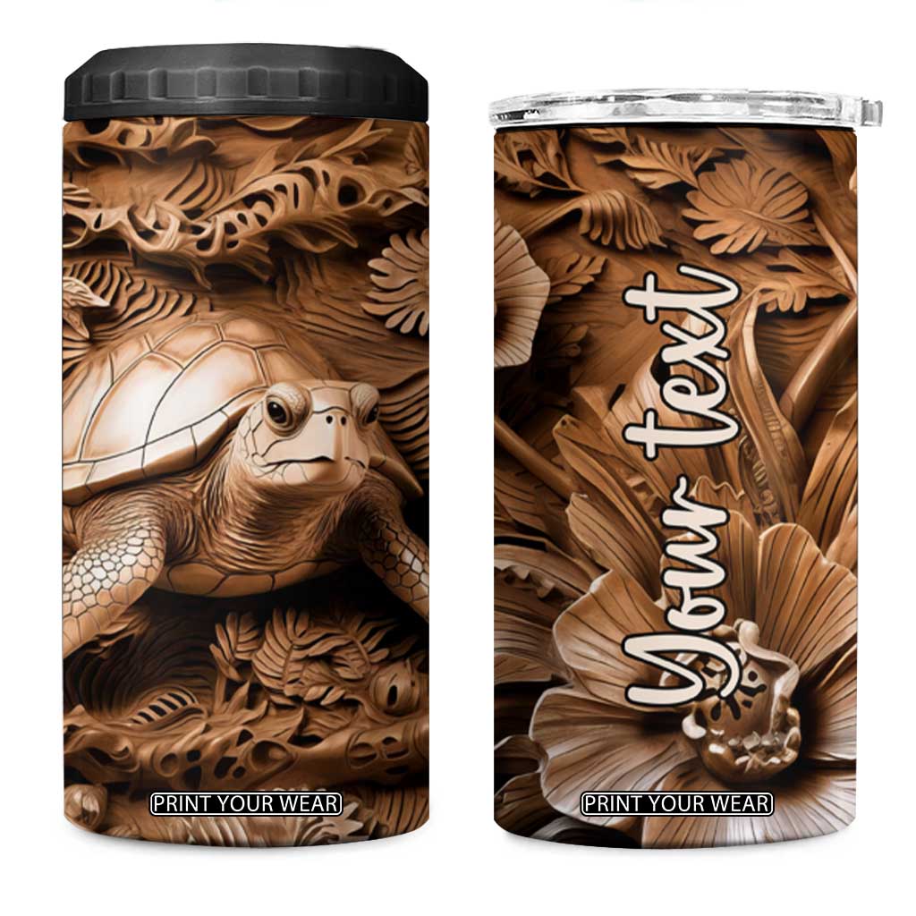 Personalized Turtle 4 in 1 Can Cooler Tumbler with Leather Carving Artistic Design TS04 One Size: 16 oz Multicolor Print Your Wear