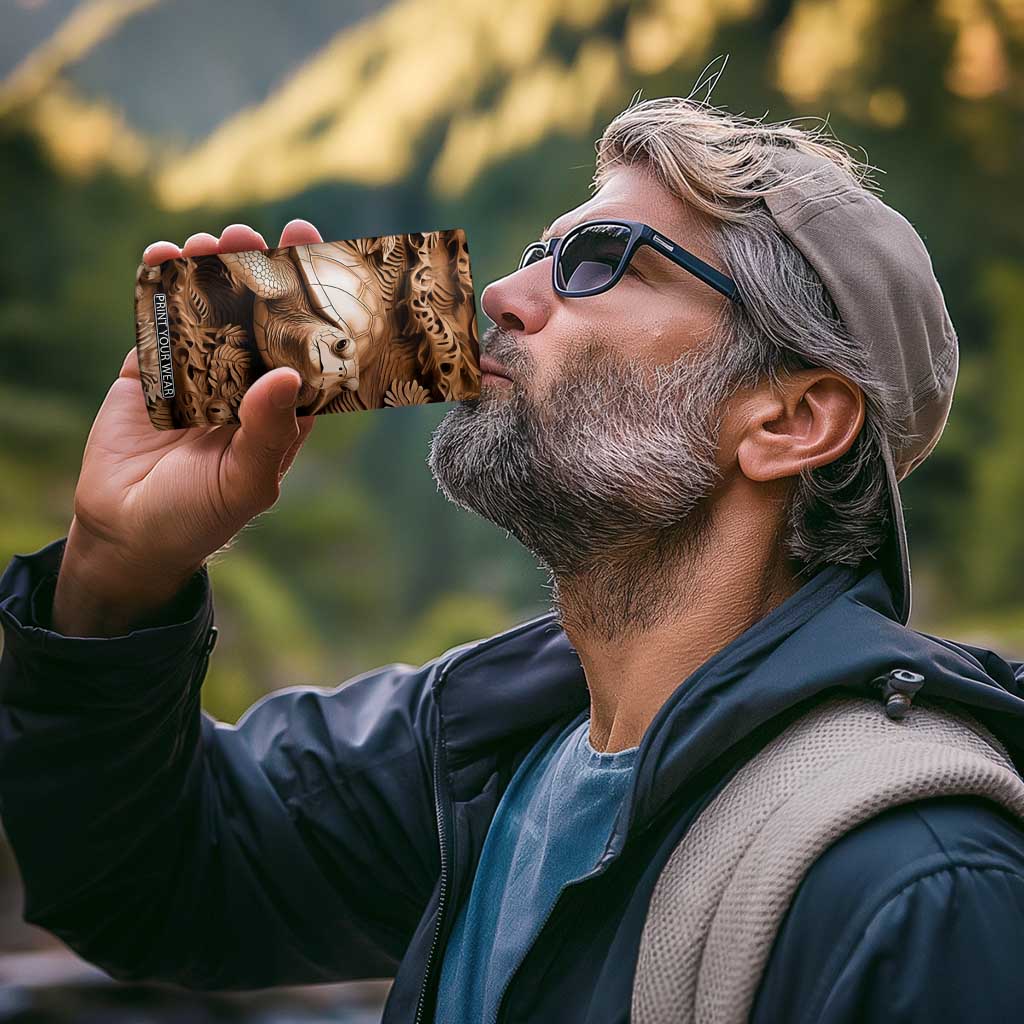 Personalized Turtle 4 in 1 Can Cooler Tumbler with Leather Carving Artistic Design TS04 Print Your Wear