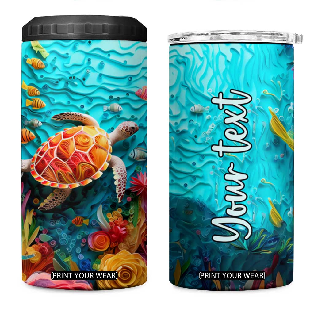 Personalized Turtle 4 in 1 Can Cooler Tumbler with Paper Quilling Art Style TS04 One Size: 16 oz Multicolor Print Your Wear
