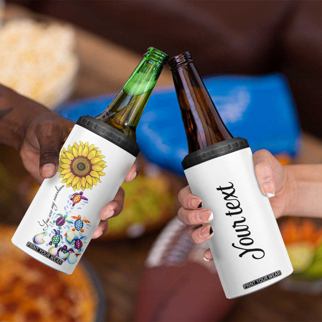 Personalized Turtle 4 in 1 Can Cooler Tumbler with You Are My Sunshine Quote Design TS04 Print Your Wear