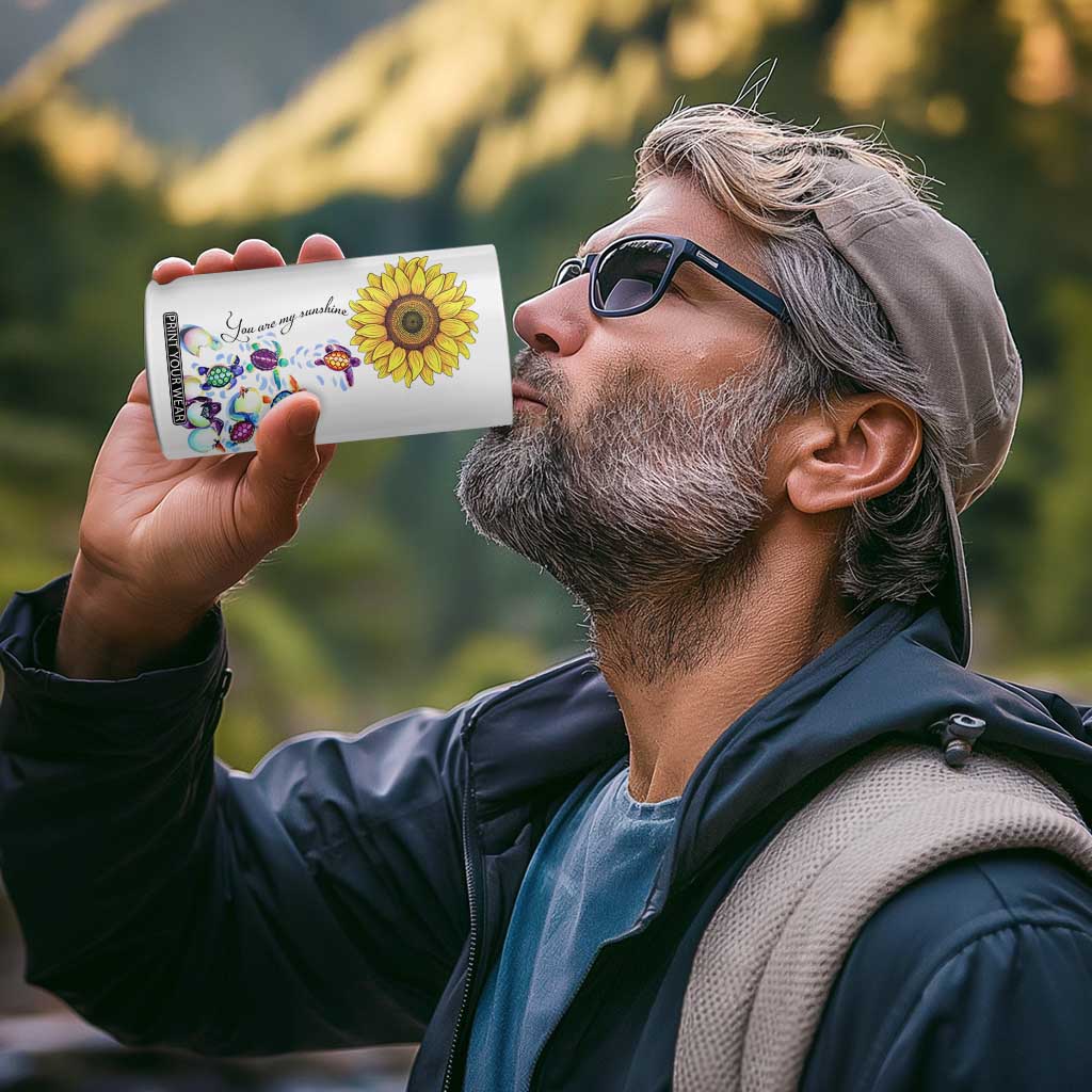 Personalized Turtle 4 in 1 Can Cooler Tumbler with You Are My Sunshine Quote Design TS04 Print Your Wear