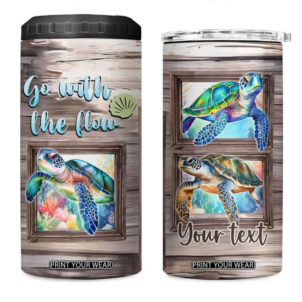 Personalized Turtle Quote 4 in 1 Can Cooler Tumbler Go With The Flow Relaxed Style TS04 One Size: 16 oz Multicolor Print Your Wear