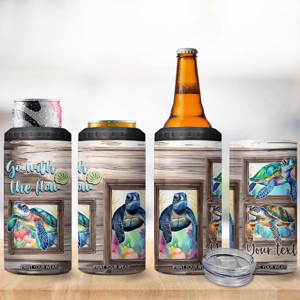 Personalized Turtle Quote 4 in 1 Can Cooler Tumbler Go With The Flow Relaxed Style TS04 Print Your Wear