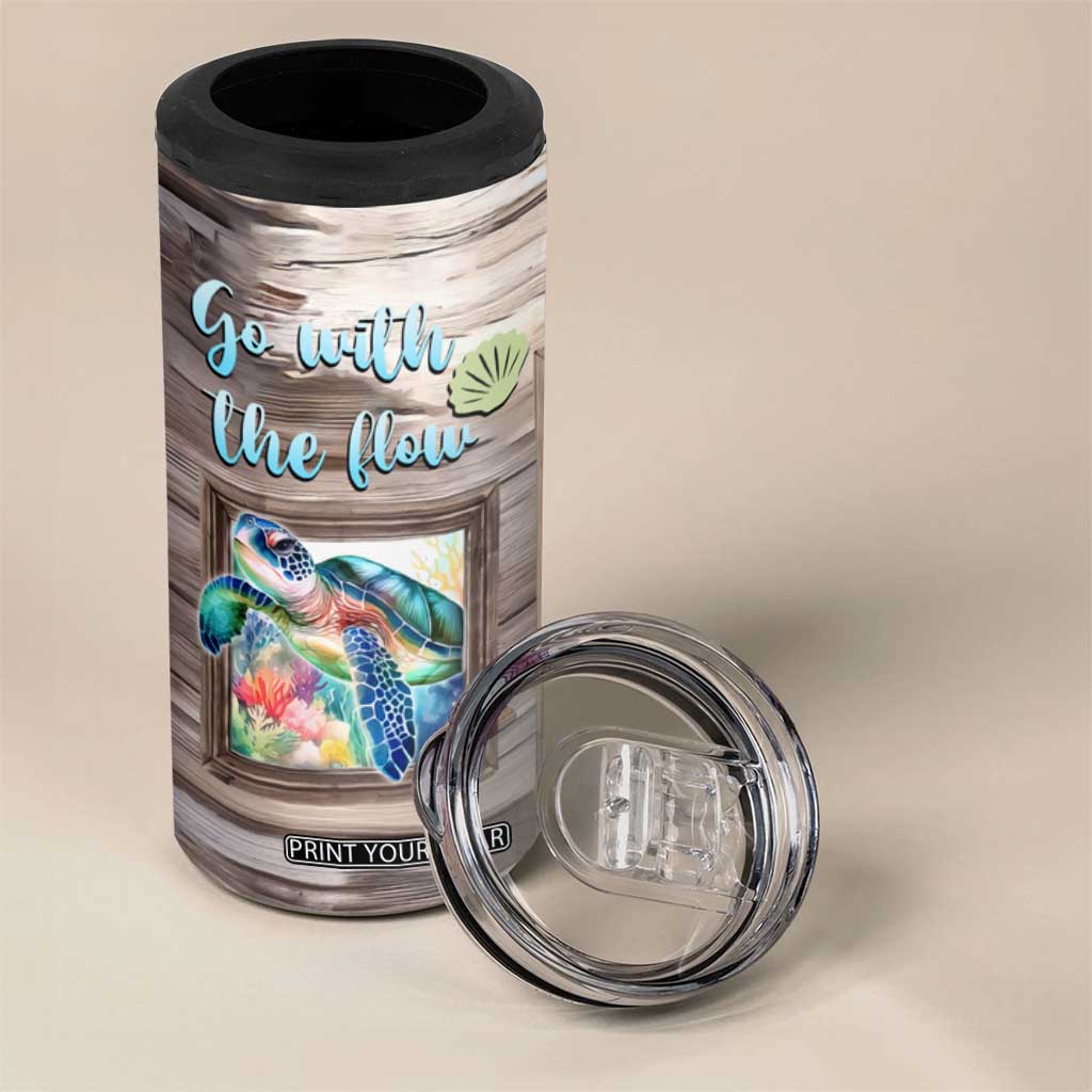 Personalized Turtle Quote 4 in 1 Can Cooler Tumbler Go With The Flow Relaxed Style TS04 Print Your Wear