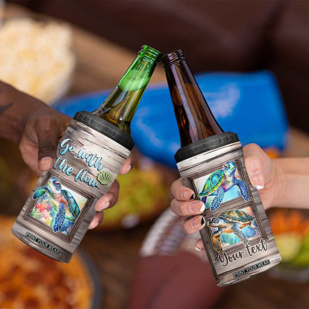 Personalized Turtle Quote 4 in 1 Can Cooler Tumbler Go With The Flow Relaxed Style TS04 Print Your Wear