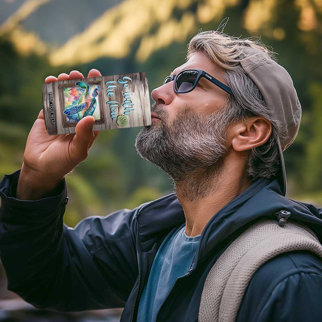 Personalized Turtle Quote 4 in 1 Can Cooler Tumbler Go With The Flow Relaxed Style TS04 Print Your Wear