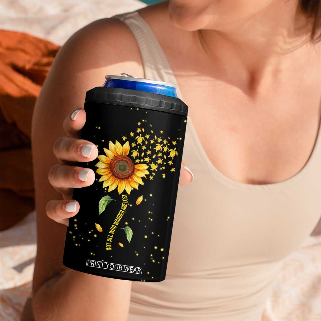Personalized Turtle Quote 4 in 1 Can Cooler Tumbler Not All Who Wander Are Lost Design TS04 Print Your Wear