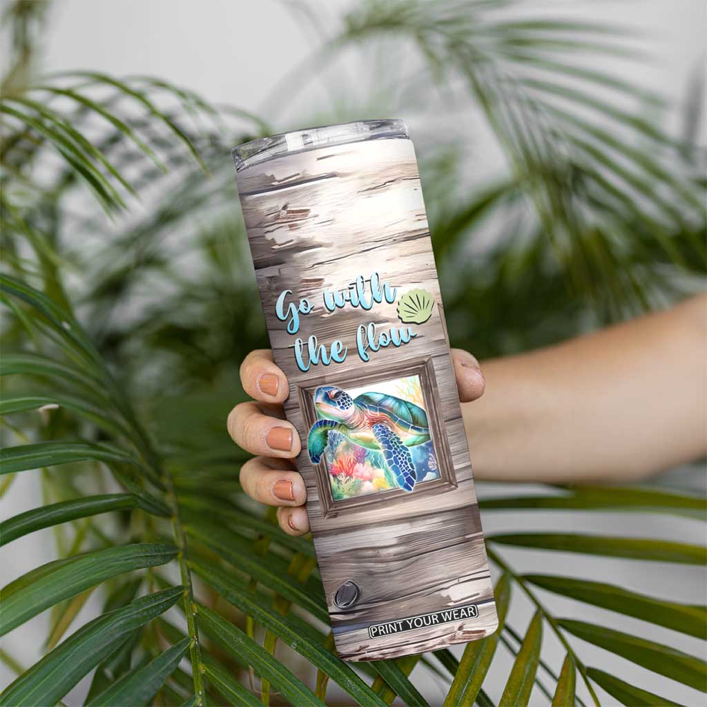 Personalized Turtle Quote Skinny Tumbler Go With The Flow Relaxed Style TS04 Print Your Wear