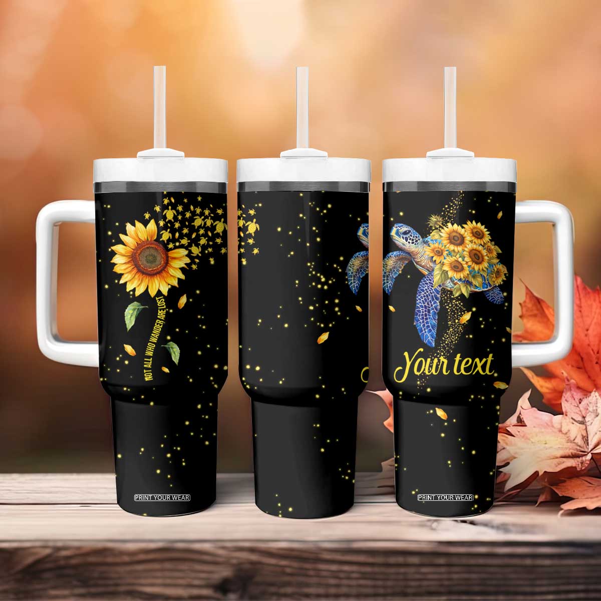 Personalized Turtle Quote Tumbler With Handle Not All Who Wander Are Lost Design TS04 Print Your Wear