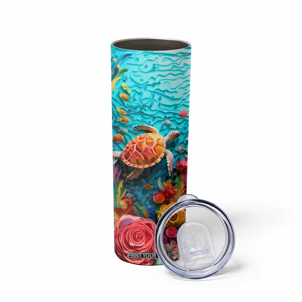 Personalized Turtle Skinny Tumbler with Paper Quilling Art Style TS04 Print Your Wear