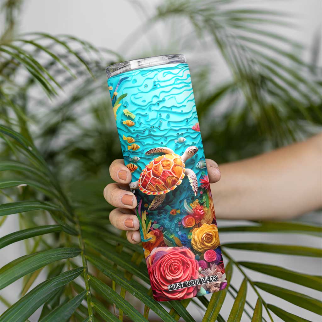 Personalized Turtle Skinny Tumbler with Paper Quilling Art Style TS04 Print Your Wear