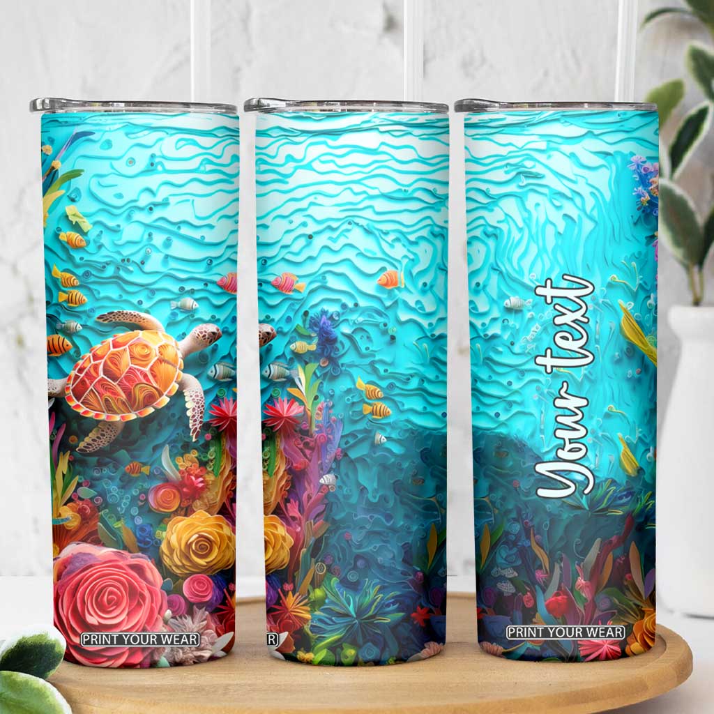 Personalized Turtle Skinny Tumbler with Paper Quilling Art Style TS04 Print Your Wear