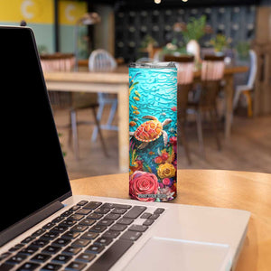 Personalized Turtle Skinny Tumbler with Paper Quilling Art Style TS04 Print Your Wear