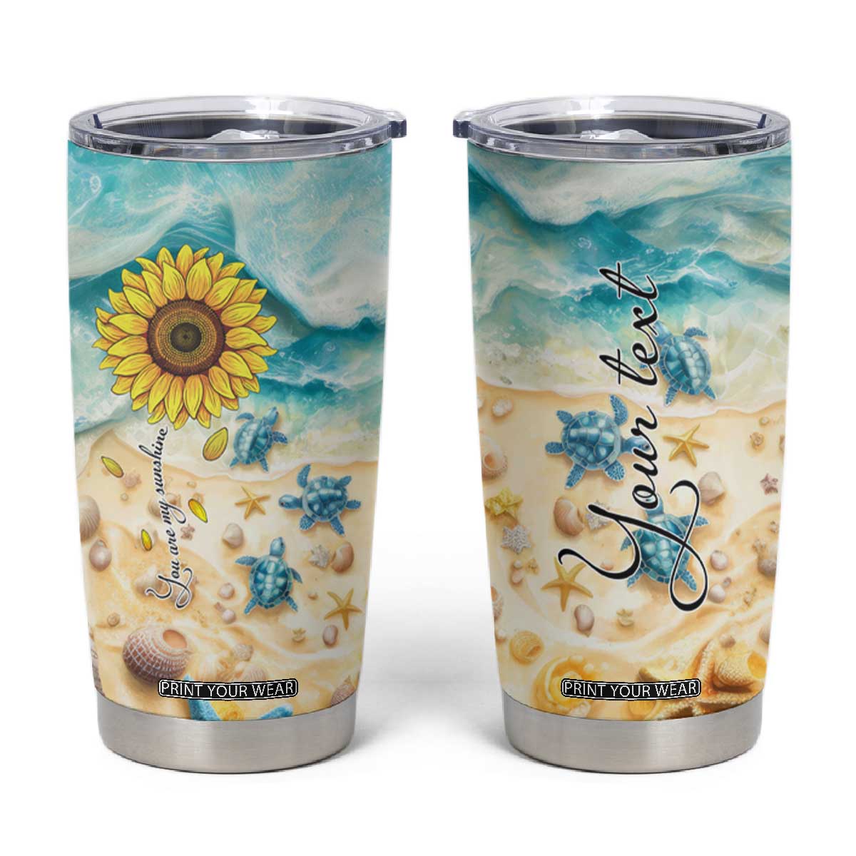 Personalized Turtle Tumbler Cup with Artistic Oceanic Theme Design TS04 Multicolor Print Your Wear