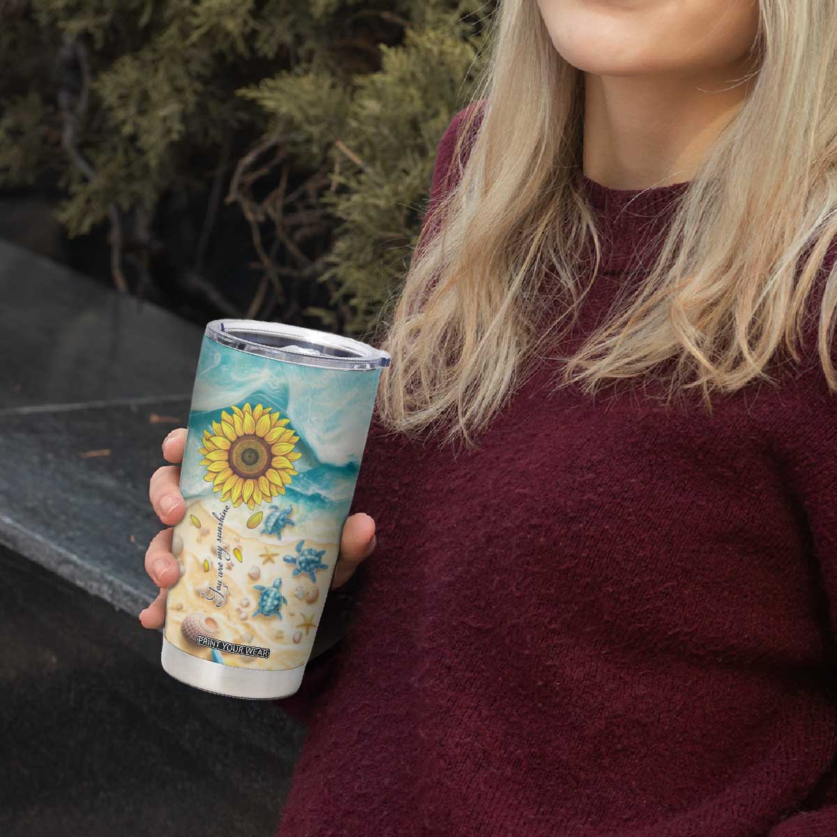 Personalized Turtle Tumbler Cup with Artistic Oceanic Theme Design TS04 Print Your Wear
