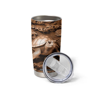 Personalized Turtle Tumbler Cup with Leather Carving Artistic Design TS04 Print Your Wear