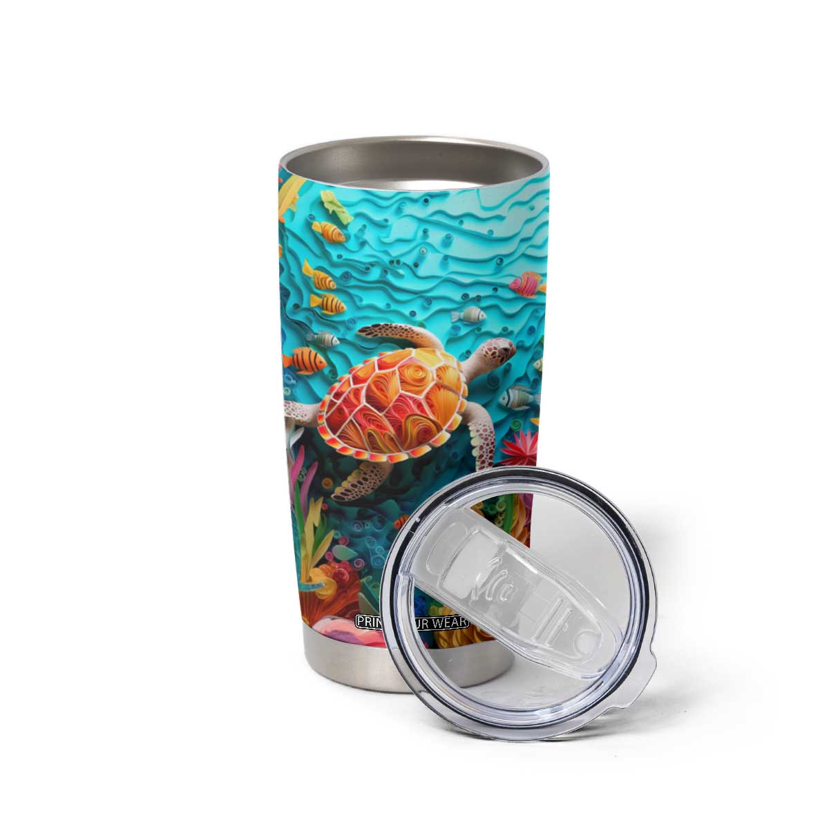 Personalized Turtle Tumbler Cup with Paper Quilling Art Style TS04 Print Your Wear