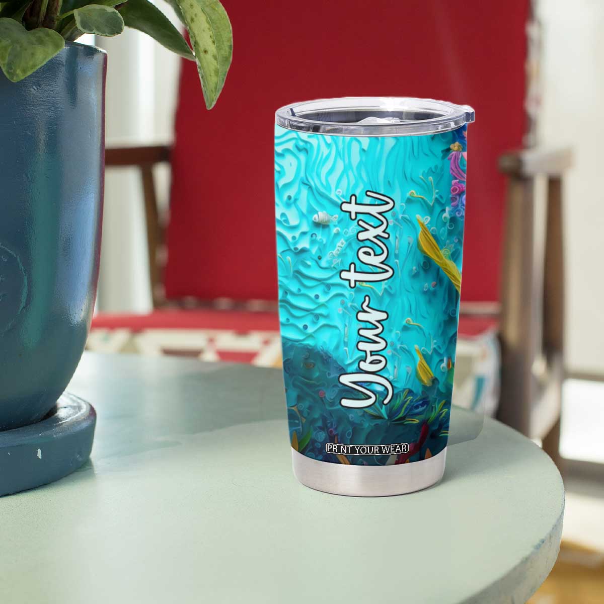 Personalized Turtle Tumbler Cup with Paper Quilling Art Style TS04 Print Your Wear