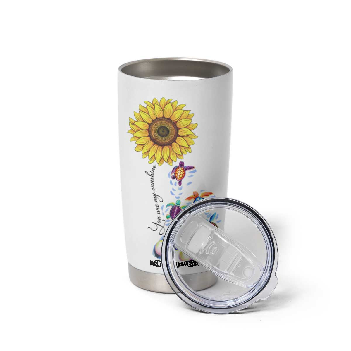 Personalized Turtle Tumbler Cup with You Are My Sunshine Quote Design TS04 Print Your Wear