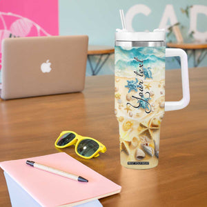 Personalized Turtle Tumbler With Handle with Artistic Oceanic Theme Design TS04 Print Your Wear