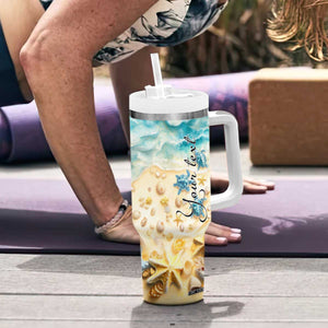 Personalized Turtle Tumbler With Handle with Artistic Oceanic Theme Design TS04 Print Your Wear
