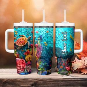 Personalized Turtle Tumbler With Handle with Paper Quilling Art Style TS04 Print Your Wear