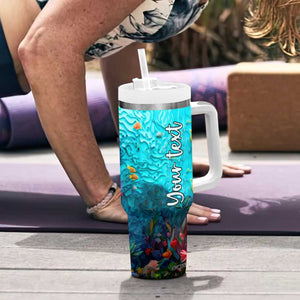 Personalized Turtle Tumbler With Handle with Paper Quilling Art Style TS04 Print Your Wear