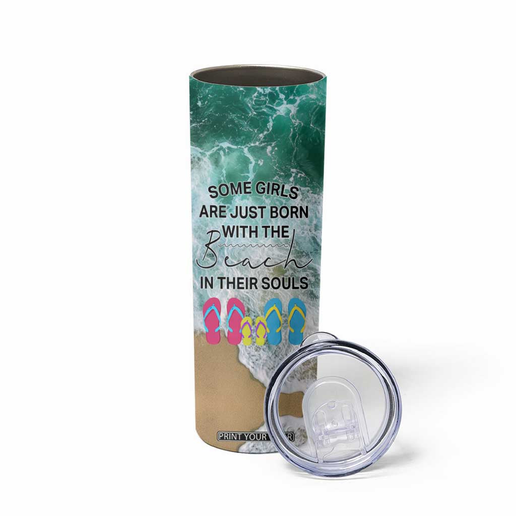 Personalized Turtle on the Beach Skinny Tumbler with Coastal Theme TS04 Print Your Wear