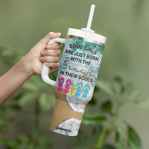 Personalized Turtle on the Beach Tumbler With Handle with Coastal Theme TS04 Print Your Wear